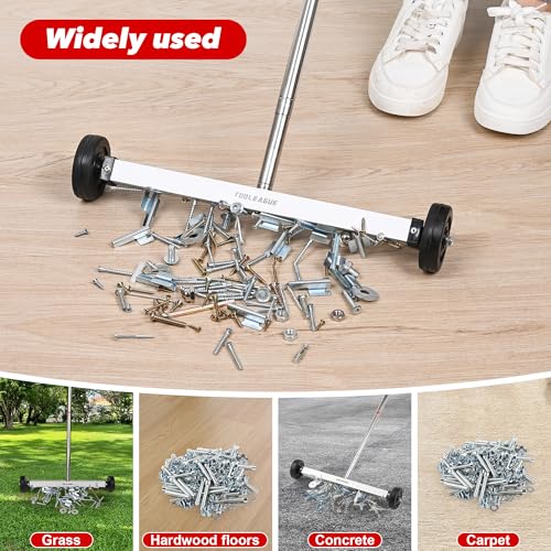 17" Rolling Magnetic Sweeper with Wheels,10LB, 3Pcs Magnet Sweeper Set - size: 17-inch（10LBS)