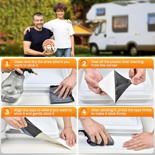 WELLUCK RV Roof Tape Sealant Roofing Tape, 2 Inch X 50 Foot Natural White RV Tape for Roof Repair Camper Trailer Boat Sealing Leak Repair, UV & Waterproof - style: 2inch x 50ft