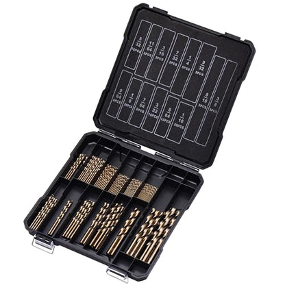 Cobalt Drill Bit Set for Hardened Metal and Stainless Steel, 111Pcs M35 High Speed Steel Twist Jobber Metal Drill Bits 1/16"-3/8", with Plastic Index Storage Case - size: 1/16-3/8 in (111 pcs)