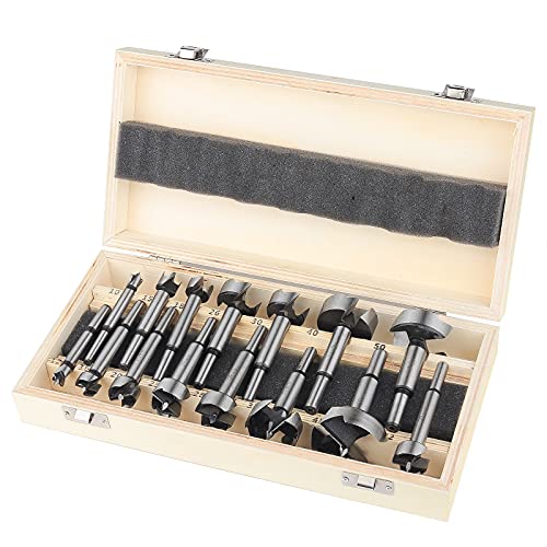 Forstner Bit Set 15 pcs - HPHOPE Forstner Bits for Wood, Wood Drilling with Round Shank, Drill Accessories, Ø10-50mm with Storage Case - size: 15Pcs Forstner Drill Bit (10-50mm)