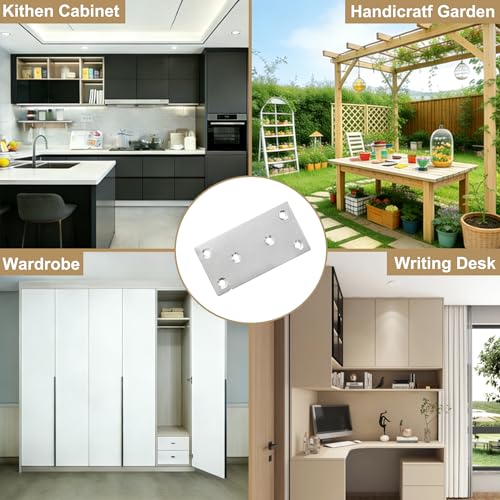 20Pack Stainless Steel Flat Bracket Mending Plate,Stainless Steel Mending Joining Plates，Heavy Duty Flat Bracket Metal Mending Plates for Wood, Shelves, Furniture, Cabinet ,3.15X1.57X0.08IN - size: 20Pack-3Inch