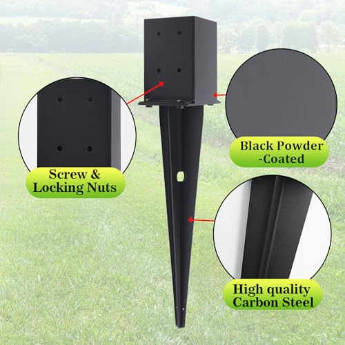 2 Pcs 4 "x 4 "Fence Post Anchors Ground Spike 22"(Fit 3.6 ” X 3.6”)