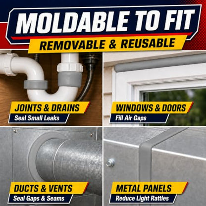 Moldable Waterproof Sealant Putty (Gray) for Leaks, Gaps, Pipes & Drains - color: Gray