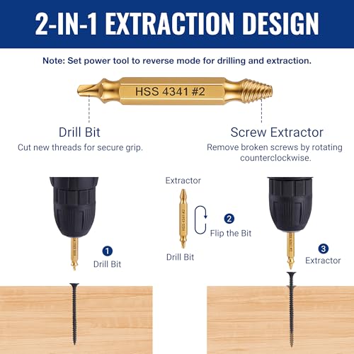 WORKPRO 6PCS Stripped Screw Extractor Set with Portable Case, Titanium Coated