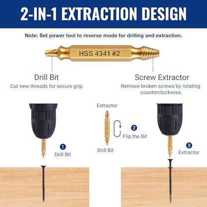 WORKPRO 6PCS Stripped Screw Extractor Set with Portable Case, Titanium Coated