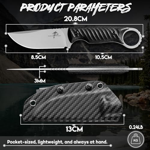 Purple Dragon Fixed Blade Knife with Kydex Sheath -Survival Knife Black - color: Black