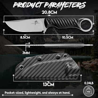 Purple Dragon Fixed Blade Knife with Kydex Sheath -Survival Knife Black - color: Black