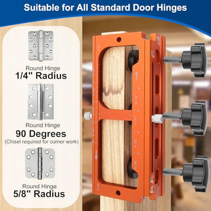 Adjustable Aluminum Alloy Door Hinge Positioning Jig, Door Hinge Template - color: Orange