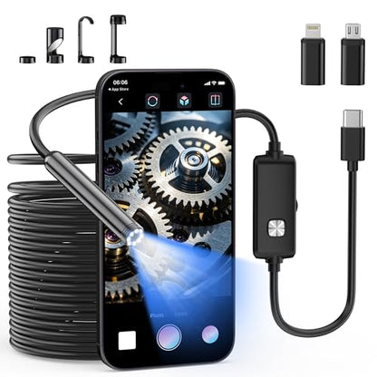 Endoscope Camera with Light, 1920P HD Borescope Inspection Camera
