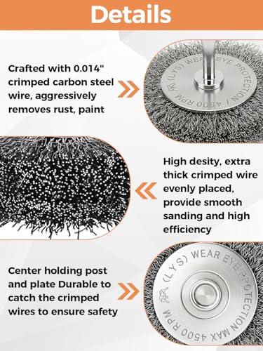 Wire Wheel Brush 3x1in for Drill，Carbon Steel Wire Brushes-2pcs - size: 3in