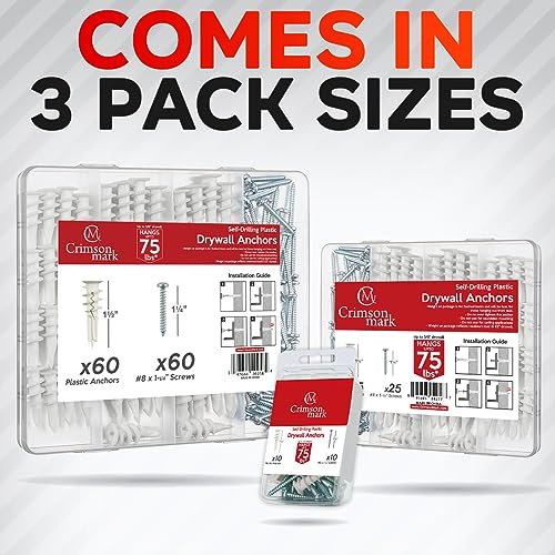 20PCS #8 Self Drilling Drywall Anchors and Screws Assortment Kit
