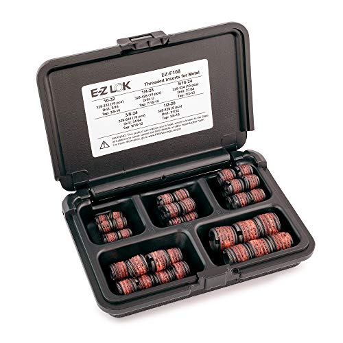E-Z LOK Thread Insert Assortment Kit for Metal, 10-32 to 0.5-20, 46 ct - size: 10-32, 1/4-28, 5/16-24, 3/8-24, 1/2-20; 46 pieces, style: Carbon Steel, Heavy Wall