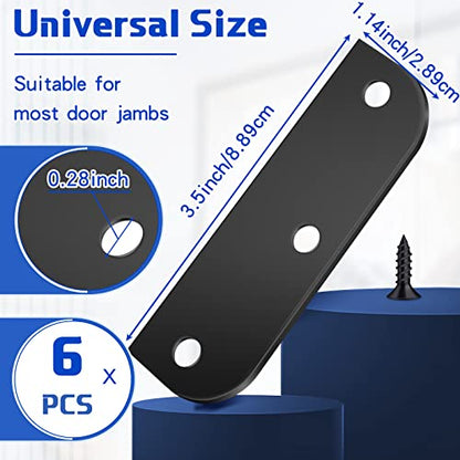 Dunzy 6 Set Black Door Hinge Filler Plates 3.5 inch,with 18 Screws