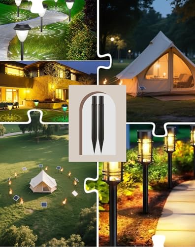 Must Measure First! Fits ONLY 0.83" Inner Diameter Solar Ground Spikes - 8.25" ABS Replacement Stakes for Garden Pathway Lights (Black-5PACK) - color: Black-5PACK