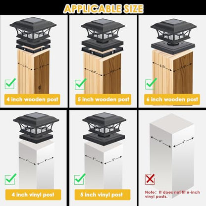 2 Pack Solar Post Cap Lights Outdoor Waterproof, Dual Light, Black - style: Classic Black