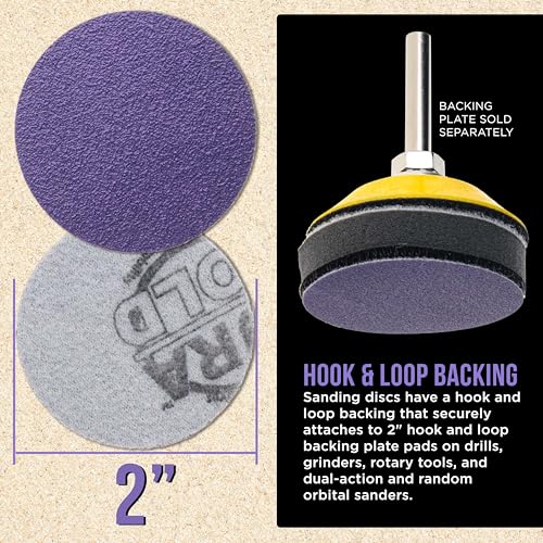Dura-Gold Premium 80 Grit 2" Purple Film Ceramic Sanding Discs, Box of 30 - style: 80 Grit