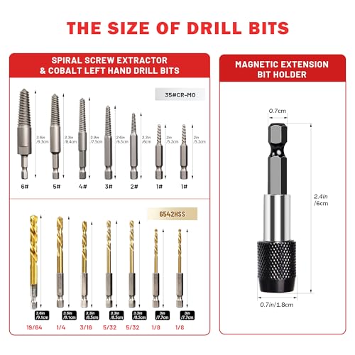 15PCS Stripped Screw Extractor Set Left Hand Drill Bit Set - size: Upgarded Kit-15PCS