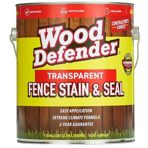 Wood Defender Transparent Fence Stain and Seal, Redwood, 1-Gallon - color: Redwood, size: 1 Gallon