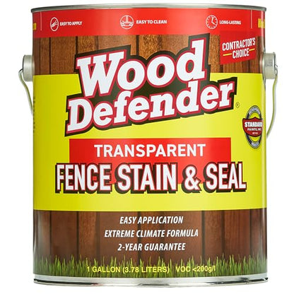 Wood Defender Transparent Fence Stain and Seal, Redwood, 1-Gallon - color: Redwood, size: 1 Gallon
