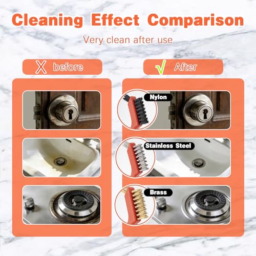24 Pack Wire Brush Set, 7 in Small Brass Stainless Steel Nylon Brushes