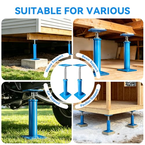 7" - 11" House Jacks for Leveling, 4 Pack Screw Jacks Post - color: Blue, size: 7"-11"