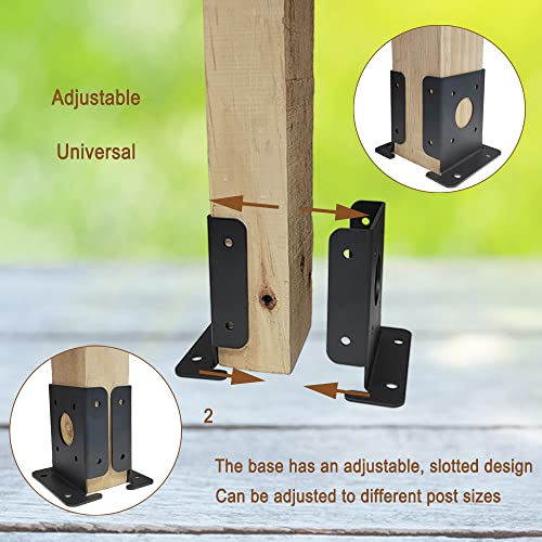 4Pcs Adjustable 4x4 Wood Fence Pergola Post Base Brackets kit Heavy Duty Post Anchor Base Brackets for Deck Railing Mailbox