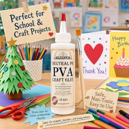 ALECPEA PVA Glue 4 oz for Crafts and Paper Projects
