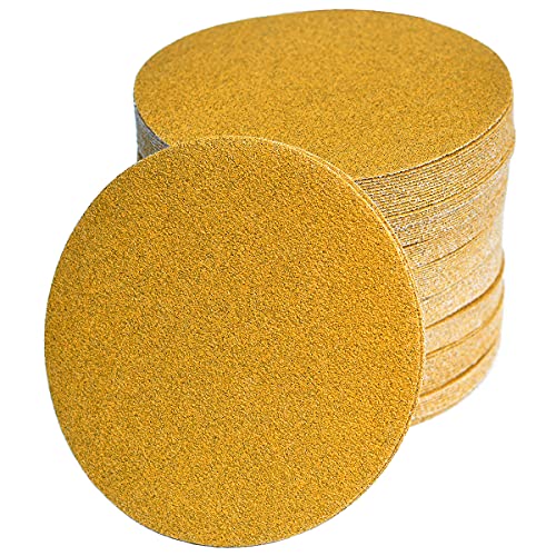 6-Inch No-Hole Hook and Loop Gold Sanding Discs 60-Grit, 100-Pack