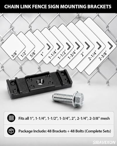 48 Pack Chain Link Fence Sign Brackets, Nylon Clips, Stainless Bolts