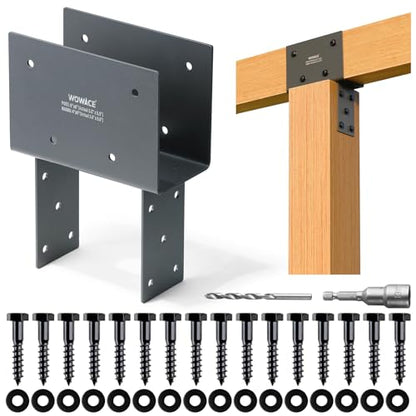 1pc 4x6 (Actual 3.5"x5.5") Post Cap Tie Bracket, Stainless Steel Wood Beam Support Bracket, for Gazebos, Patio Decks, and Porches Wood Post to Beam Support (Dark Ggray) - size: 4"x6"(Actual 3.5"x5.5")