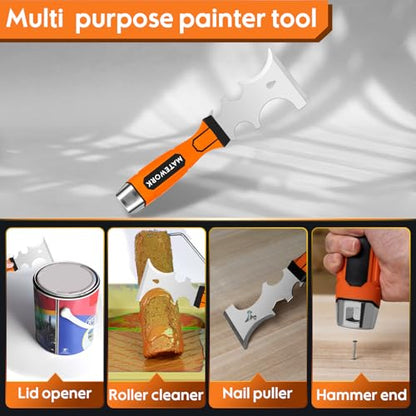 Matework 8Pcs Drywall Tools & Putty Knife Set with Hammer End, Mud Pan - color: 8 Pc