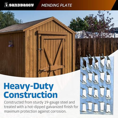 Sandbaggy Steel Mending Plate for Wood (Hot Dipped Galvanized) - Wood Connectors, Reinforcement, Fasteners (2" x 4", 500, Count) - size: 2" x 4"