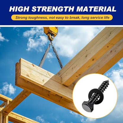 Zonon 50 Pcs 5/16" X 3" Hex Head Lag Bolts Screws with Washers, Black - color: Black, size: 5/16" X 3"