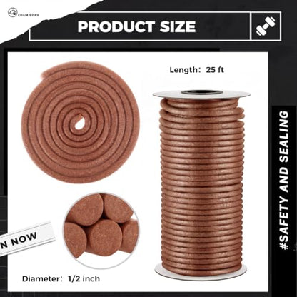 MotiMind Foam Backer Rod for Gap, 1/2 Inch X 25 ft, Brown, 1 Roll - color: Brown, size: 1/2 Inch X 25 ft
