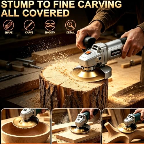3PC Angle Grinder Wood Carving Disc Set, Wood Sanding and Surface Finishing