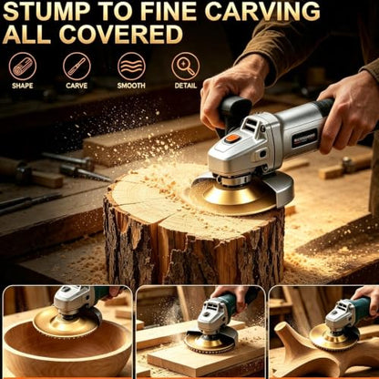 3PC Angle Grinder Wood Carving Disc Set, Wood Sanding and Surface Finishing