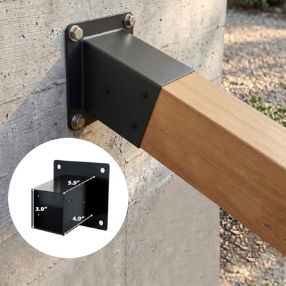 4 PCS Iron Pergola Brackets with 2 Post Bases & Covers - size: 8-Pc Wall Kit: 2 Brackets+2 Corners+2 Bases&Covers