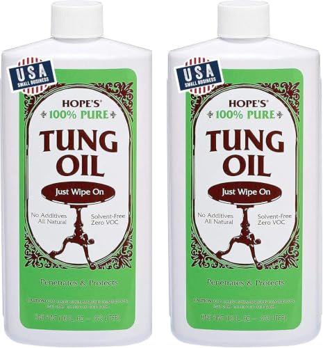 Hope's 100% Pure Tung Oil, Food Safe Wood Finish, 16 Fl Oz - 2 Pack