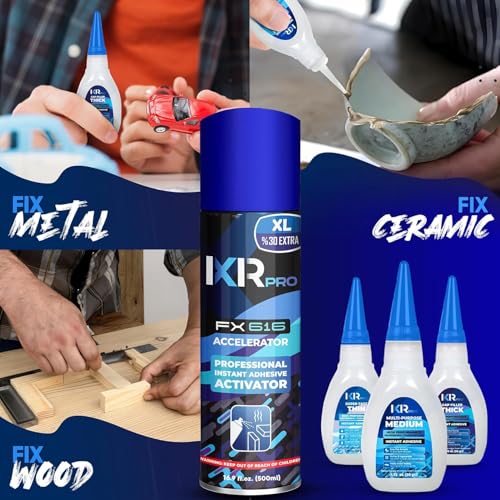 CA Glue with Activator, 6X Thin Medium Thick Glue Kit 2X 16.9oz Accelerator - size: 2 Pack