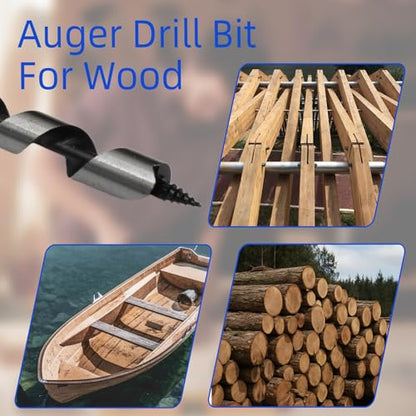 3/8" x 12" Wood Auger Drill Bit for Tree Stump Drilling - size: 3/8 Inch