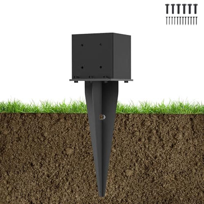 POSTYBAY1 Pcs 22" Fence Post Anchor Ground Spike|Black Powder-Coated|6"x6" - size: 1 Pcs, style: 6"x 6"
