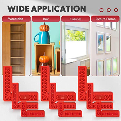 90 Degree Positioning Squares, Clamping Square, Right Angle Clamp Corner Clamp Woodworking Tools for Wood Cabinets, Carpenter Tool for Photo Frames Box Drawer, Set of 12（3" 4" 6") - style: 4PCS 3'' + 4PCS 4'' + 4PCS 6''