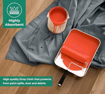 Canvas Drop Cloth for Painting 9x12 feet Pack of 4-8oz Painters Drop Cloths for Painting - All Purpose Canvas Tarps for Floor & Furniture Protection - Recycled Cotton Fabric - size: 9x12 Ft - 2 pc (Pack of 2)