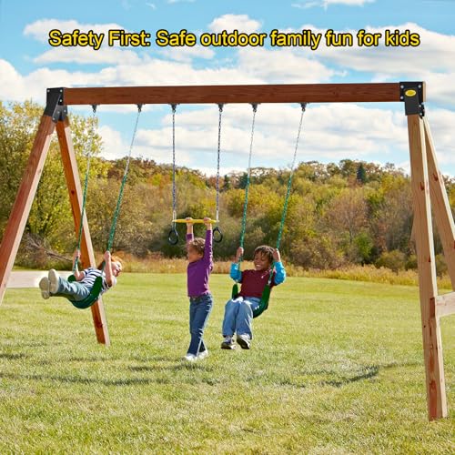 BETOOLL Swing Sets Brackets - 2 A-Frame Swing Set Brackets and 4 Swing Hangers with All Mounting Heavy Duty Hardware Included - Swing Set Kit for Porch, Yard, Playground - Black - color: 2 Black Brackets+4 Black hangers