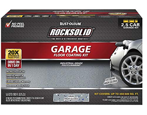 Rust-Oleum RockSolid Garage Floor Coating Kit, Gray, 2.5 Car Kit - color: Gray, size: 1 Count (Pack of 1)