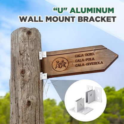 Hicarer 2 Pack U Sign Mounting Brackets for 1/4" Material, Aluminum, White - color: White
