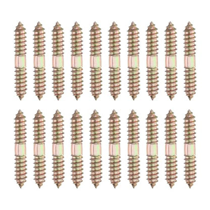 MECCANIXITY 20 Pcs Double Ended Screws, M10 x 60 mm Carbon Steel Hanger Bolts, Self-Tapping Wood Dowel Screws for Wood Joint Furniture, Color Zinc - size: M10 x 60 mm