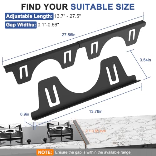 Stove Gap Covers Stainless Steel, Stove Gap Guard Between Stove and Counter - color: Black