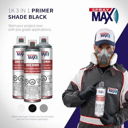 SprayMax 1K 3 in 1 Primer Black | Automotive Spray Paint | All-in-One - color: Black