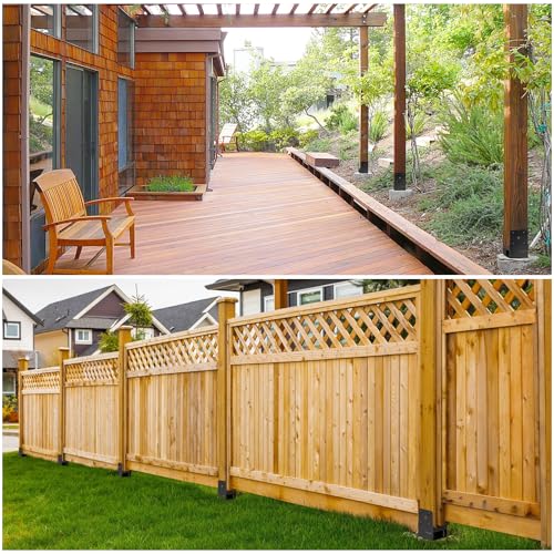 4Pack Heavy Duty Stainless Steels U-Shape Wet Concrete Fence Wood Post Holder 4"x4" (Actual 3.5 "x3.5) Base Anchor Bracket with Air Flow Channel for Terrace, Fences, Gazebo[Patent Pending] - size: 4x4, style: 4Pack